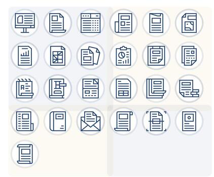 Regular Line Style Excel Icons with 25 High Resolution PIXEL Perfect Designs vector