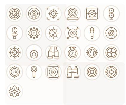 Scope Scalable Set featuring 25 Display Perfect Regular Line 256x256 Icons vector
