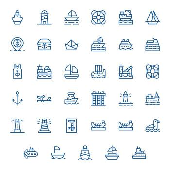 35 High Resolution Regular Line Display Perfect Icons for Ship Projects vector