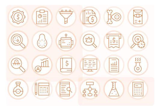 24 Thin Line Grid Fitted Icons crafted for Analysis Retina Ready applications vector