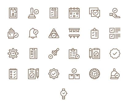Done Graphics Pack including 25 Regular Line Retina Ready Pixel Optimized Icons vector