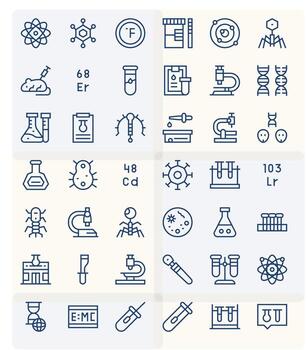 42 regular línea píxel optimizado alto resolución íconos desde científico suite vector