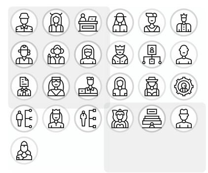 25 Regular Line Icons for Administrator in crisp 256x256 Pixel Optimized resolution vector