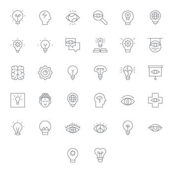 32 Editable Thin Line Icons designed for Insight Interface vector