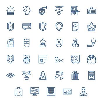 regular línea píxel Perfecto íconos desde seguridad conjunto con 35 128x128 íconos vector