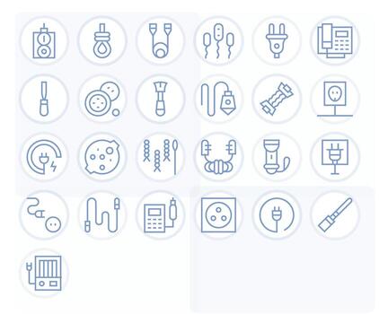 25 128x128 Icons for Cord in Pixel Aligned Regular Line Format vector