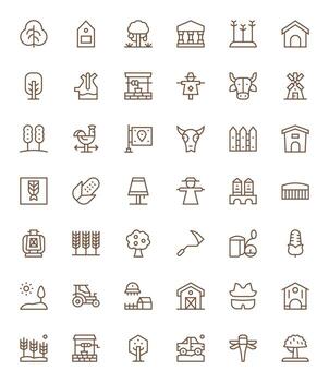 42 píxel optimizado regular línea íconos diseñado para rural interfaz vector