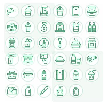 35 Regular Line Icons for Plastic in crisp 256x256 Grid Fitted resolution vector