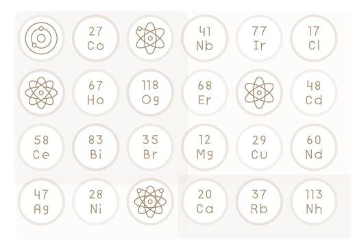 24 Grid Fitted Thin Line Icons designed for Periodic Table Interface vector