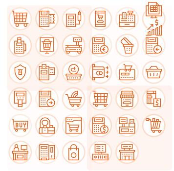 35 256x256 Icons for Checkout in Pixel Optimized Regular Line Format vector
