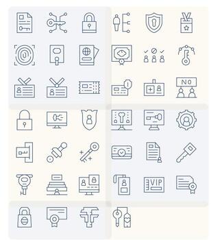 40 64 x 64 íconos para autorización en monitor Perfecto Delgado línea formato vector