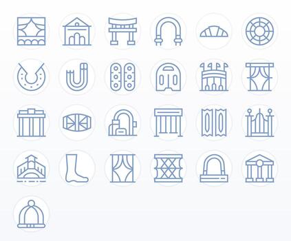 25 Regular Line Pixel Optimized Icons crafted for Arch 256x256 applications vector