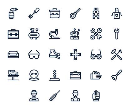 Mechanic featuring 28 High Resolution Icons in Bold Line Design vector