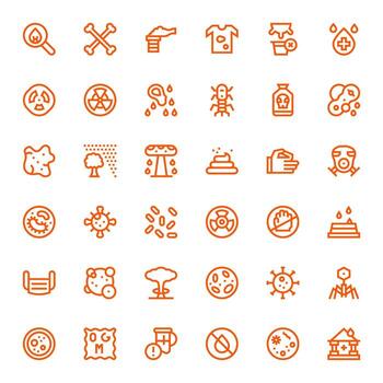 36 128x128 Bold Line Icons optimized for Contamination PIXEL Perfect display vector