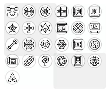 Intricate Icon Repository containing 25 Regular Line 256x256 Pixel Aligned graphics vector