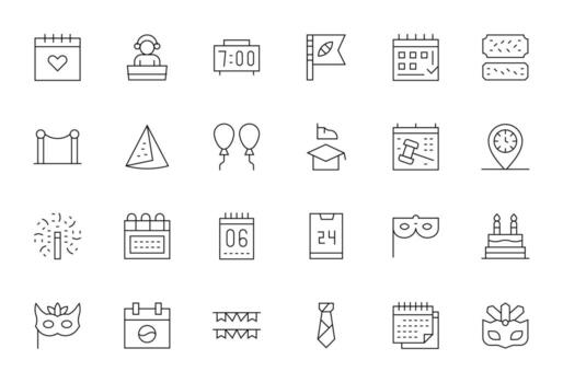 Event Complete Package with 24 256x256 Thin Line PIXEL Perfect Icons vector