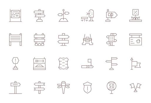 Signpost Icon Repository containing 24 Thin Line Retina Ready Display Perfect graphics vector