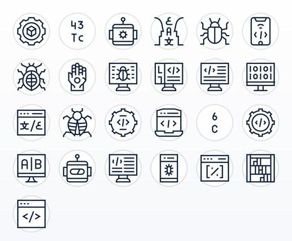 programación incluso 25 256x256 regular línea ilustraciones vector