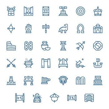 Ancient Complete Package with 35 Retina Ready Regular Line Pixel Aligned Icons vector