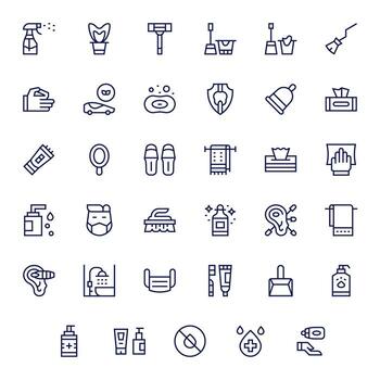 35 Regular Line PIXEL Perfect Icons tailored for Hygiene 128x128 interface vector