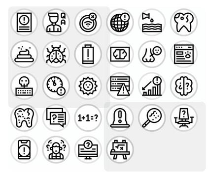 28 cuadrícula equipado negrita línea íconos diseñado para problema interfaz vector