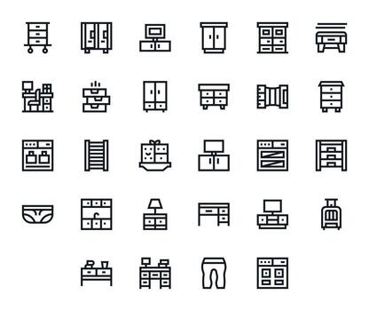 Drawers Icon Repository containing 28 Bold Line High Resolution Grid Fitted graphics vector