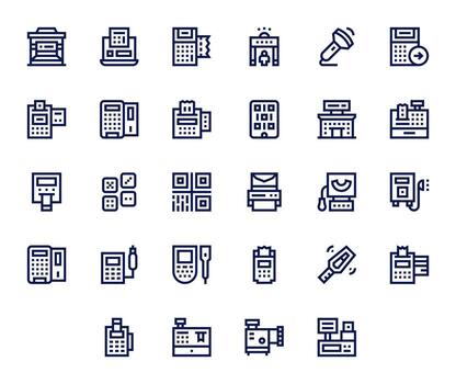 Scanner Professional Set with 28 Bold Line Pixel Optimized High Resolution Icons vector