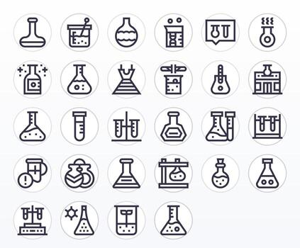 Beaker Icon Toolkit featuring 28 Pixel Optimized 64x64 Bold Line elements vector