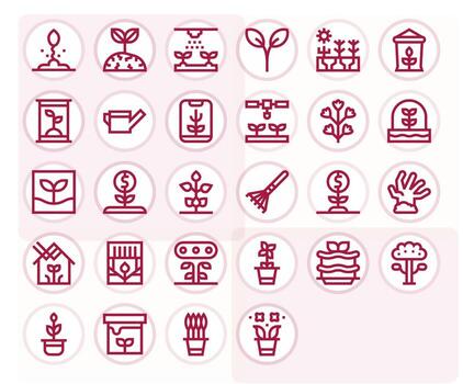 Sprout Icon Set with 28 Bold Line 256x256 Editable Graphics vector