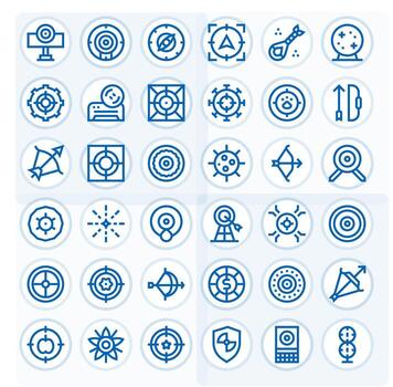 Aim Comprehensive Bundle with 36 Display Perfect Bold Line High Resolution Icons vector