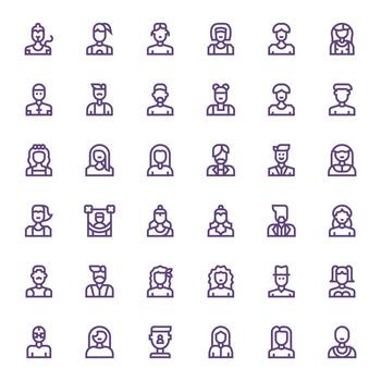 36 íconos para usuario icono optimizado en editable retina Listo negrita línea resolución vector