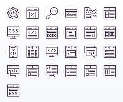 25 editable regular línea íconos desde css colección vector