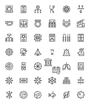 Diagram Icon Library with 42 Regular Line 256x256 Pixel Optimized Designs vector