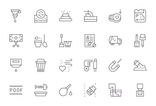 24 editable íconos temática alrededor eliminación en alto resolución Delgado línea formato vector