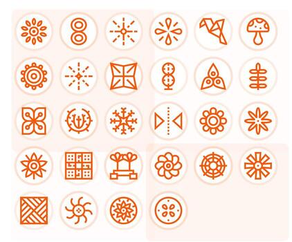 Symmetrical Icon Collection featuring 28 Pixel Optimized High Resolution Bold Line Designs vector