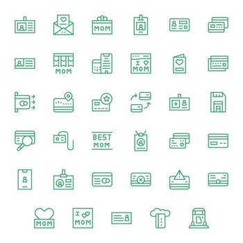 35 Regular Line Pixel Optimized Icons tailored for Card 64x64 interface vector