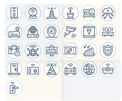 Wifi Icon Collection featuring 25 Editable High Resolution Regular Line Designs vector