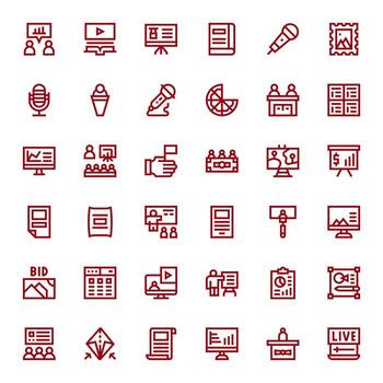 36 Bold Line Pixel Optimized Vectors for Presentation Theme