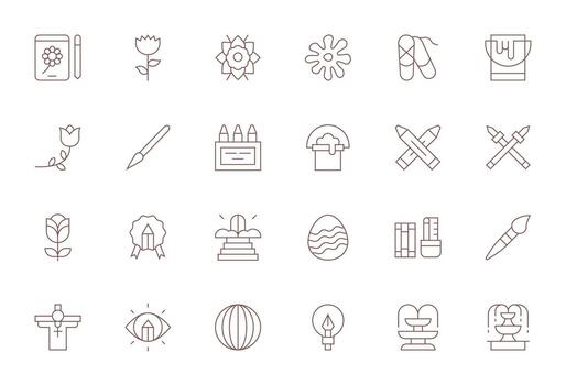 24 Thin Line Editable Icons tailored for Artistic High Resolution interface vector
