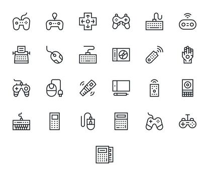 25 Regular Line Pixel Aligned Designs for Input Device High Resolution Icons vector