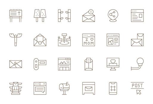 Post Professional Set with 24 Thin Line Display Perfect Retina Ready Icons vector