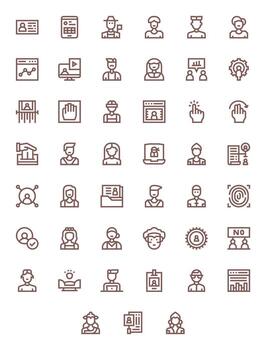 45 íconos inspirado por usuario en píxel optimizado 64 x 64 negrita línea calidad vector