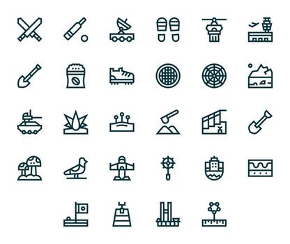 Ground Scalable Set featuring 28 Display Perfect Bold Line 128x128 Icons vector