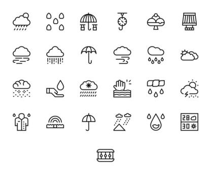 lluvia incluso 25 alto resolución regular línea ilustraciones vector