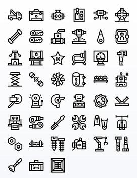 45 Retina Ready Bold Line Icons optimized for Mechanical Grid Fitted display vector