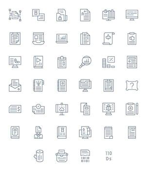 40 PIXEL Perfect Icons themed around Report in High Resolution Thin Line format vector
