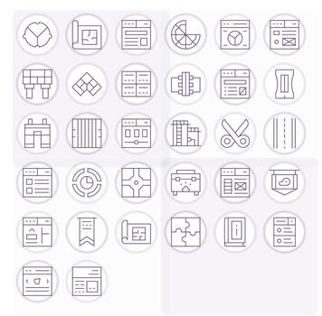 Section Pixel Aligned Set with 32 Retina Ready Thin Line Icons vector