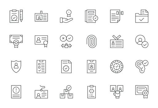 24 64x64 Thin Line PIXEL Perfect Icons for Verification Projects vector