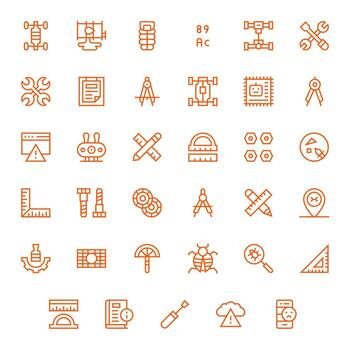 35 256x256 Icons for Technical in Display Perfect Regular Line Format vector