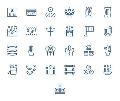 Tres gráficos presentando 25 regular línea monitor Perfecto 128x128 diseños vector